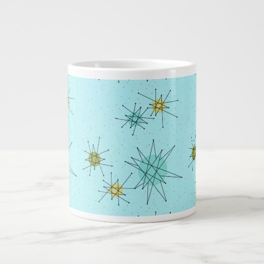 Robin's Egg Blue Atomic Starbursts Jumbo Mok (Voorkant)