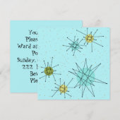 Robin's Egg Blue Atomic Starbursts Kaart (Voorkant / Achterkant)