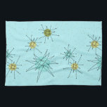 Robin's Egg Blue Atomic Starbursts Kitchen Towels Theedoek<br><div class="desc">Dit Robin's Egg Blue Iconic Atomic Starbursts Kitchen Towels patroon kenmerkt iconische atomaire sterrenbursts. Dat klopt! De oude school, robin's eitblauwe achtergrond met gouden spugen, is de perfecte achtergrond voor de levendige turquoise, het kalkselderij en kitschy peren groene cirkels. De vlekken van kleur worden sporadisch geplaatst in diverse grootte met...</div>