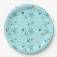 Robin's Egg Blue Atomic Starbursts Paper Bord