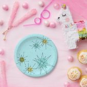 Robin's Egg Blue Atomic Starbursts Paper Bord (Feest)