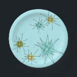 Robin's Egg Blue Atomic Starbursts Paper Bord<br><div class="desc">Dit Robin's Egg Blue Iconic Atomic Starbursts Paper Bord (grote afdruk) patroon kenmerkt iconische atomaire starbursts. Dat klopt! De oude school, robin's eitblauwe achtergrond met gouden spugen, is de perfecte achtergrond voor de levendige turquoise, het kalkselderij en de kitschy peren groene cirkels. De vlekken van kleur worden sporadisch geplaatst in...</div>