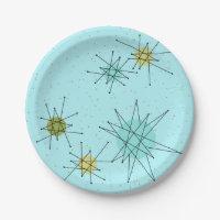 Robin's Egg Blue Atomic Starbursts Paper Bord