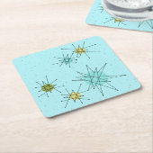 Robin's Egg Blue Atomic Starbursts Paper Onderzett Kartonnen Onderzetters (Schuin)