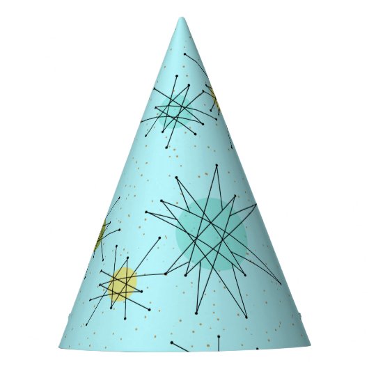 Robin's Egg Blue Atomic Starbursts Party Pet Feesthoedjes (Voorkant)