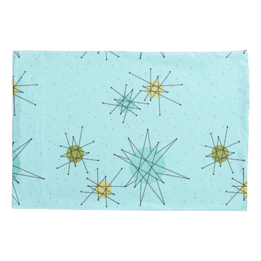 Robin's Egg Blue Atomic Starbursts Pillowcase Kussensloop (Achterkant)