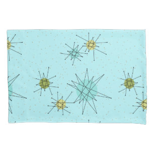 Robin's Egg Blue Atomic Starbursts Pillowcase Kussensloop