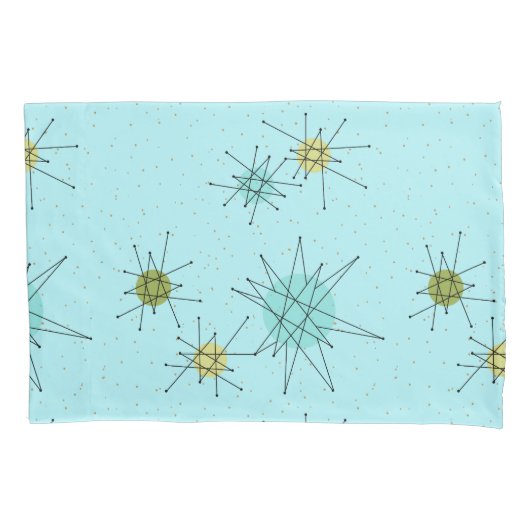 Robin's Egg Blue Atomic Starbursts Pillowcase Kussensloop (Voorkant)