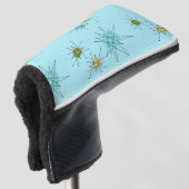 Robin's Egg Blue Atomic Starbursts Putter Hoesje Golfheadcover (3/4 voorkant)