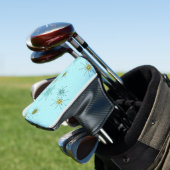 Robin's Egg Blue Atomic Starbursts Putter Hoesje Golfheadcover (Insitu)