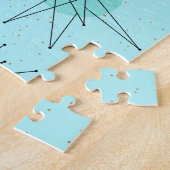 Robin's Egg Blue Atomic Starbursts Puzzle Legpuzzel (Zijkant)