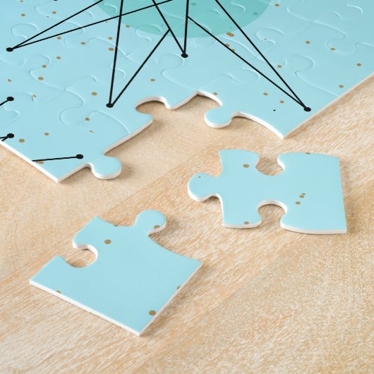 Robin's Egg Blue Atomic Starbursts Puzzle Legpuzzel (Zijkant)
