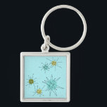 Robin's Egg Blue Atomic Starbursts Sleutelhanger<br><div class="desc">Dit Robin's Egg Blue Iconic Atomic Starbursts Sleutelhanger patroon kenmerkt iconische atomaire sterrenbursts. Dat klopt! De oude school, robin's eitblauwe achtergrond met gouden spugen, is de perfecte achtergrond voor de levendige turquoise, het kalkselderij en kitschy peren groene cirkels. De vlekken van kleur worden sporadisch geplaatst in diverse grootte met het...</div>