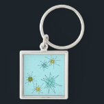Robin's Egg Blue Atomic Starbursts Sleutelhanger<br><div class="desc">Dit Robin's Egg Blue Iconic Atomic Starbursts Sleutelhanger patroon kenmerkt iconische atomaire sterrenbursts. Dat klopt! De oude school, robin's eitblauwe achtergrond met gouden spugen, is de perfecte achtergrond voor de levendige turquoise, het kalkselderij en kitschy peren groene cirkels. De vlekken van kleur worden sporadisch geplaatst in diverse grootte met het...</div>