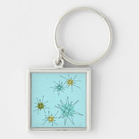 Robin's Egg Blue Atomic Starbursts Sleutelhanger