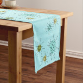 Robin's Egg Blue Atomic Starbursts Table Runner Korte Tafelloper (Voorbeeld)