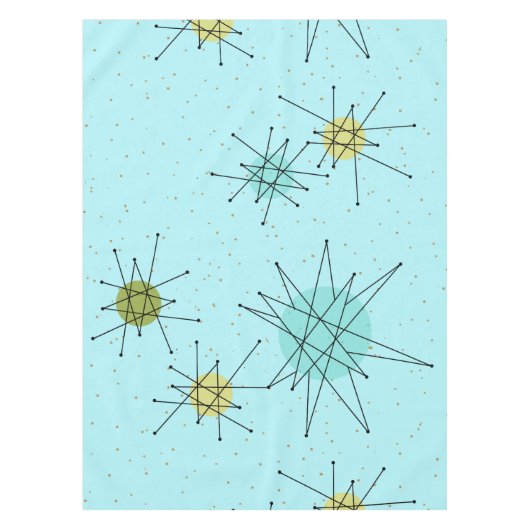 Robin's Egg Blue Atomic Starbursts Tablecloth Tafelkleed (Voorkant)