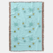 Robin's Egg Blue Atomic Starbursts Throw Blanket Deken (Voorkant Verticaal)