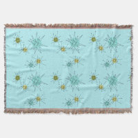 Robin's Egg Blue Atomic Starbursts Throw Blanket
