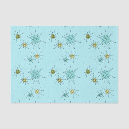 Robin's Egg Blue Atomic Starbursts Tissue Paper Tissuepapier (Voorkant)
