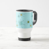 Robin's Egg Blue Atomic Starbursts Travel Mug Reisbeker (Voorkant rechts)