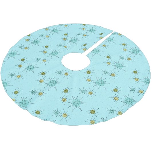 Robin's Egg Blue Atomic Starbursts Tree Skirt Kerstboom Rok (Gekanteld)