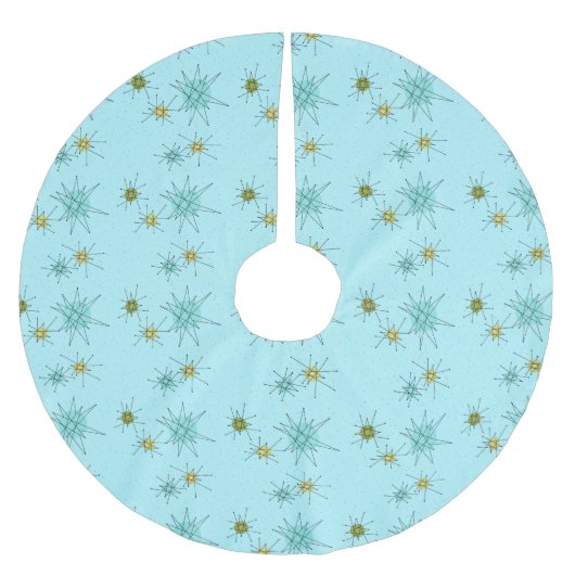 Robin's Egg Blue Atomic Starbursts Tree Skirt Kerstboom Rok (Voorkant)