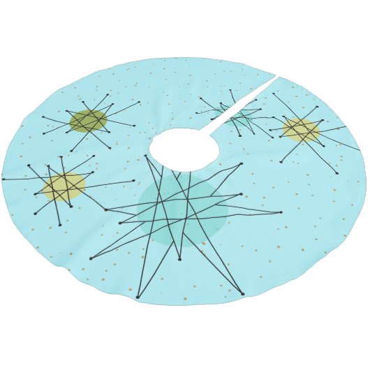 Robin's Egg Blue Atomic Starbursts Tree Skirt Kerstboom Rok (Gekanteld)