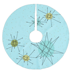 Robin's Egg Blue Atomic Starbursts Tree Skirt Kerstboom Rok