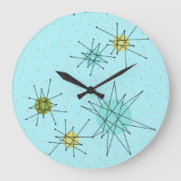 Robin's Egg Blue Atomic Starbursts Wall klok