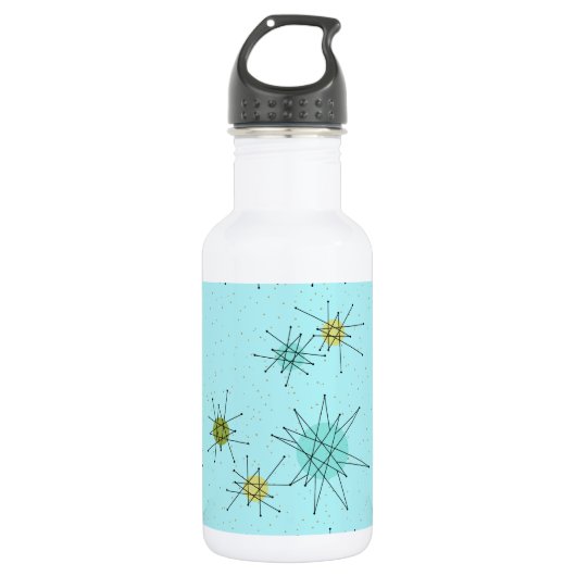 Robin's Egg Blue Atomic Starbursts Water Bottle Waterfles (Voorkant)