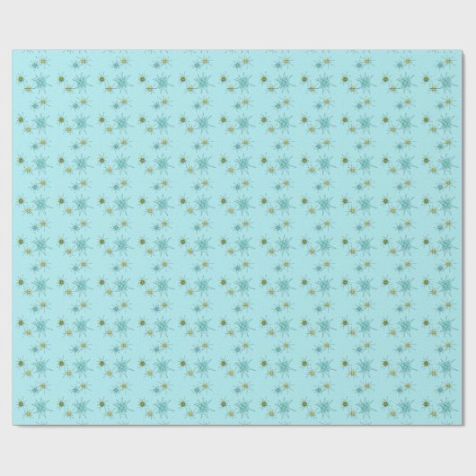 Robin's Egg Blue Atomic Starbursts Wrapping Paper Cadeaupapier (Vlak)
