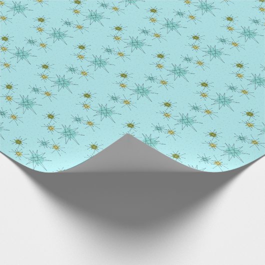 Robin's Egg Blue Atomic Starbursts Wrapping Paper Cadeaupapier (Hoek)