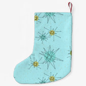 Robin's Egg Blue Atomic Starbursts Xmas Stocking Kleine Kerstsok (Achterkant)