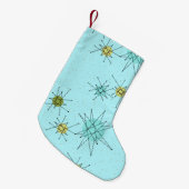 Robin's Egg Blue Atomic Starbursts Xmas Stocking Kleine Kerstsok (Voorkant (Hangend))