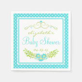 Robins Egg Blue Baby shower- Bloemen Servetten (Voorkant)