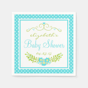 Robins Egg Blue Baby shower- Bloemen Servetten