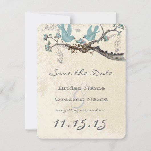 Robin's Egg Blue Birds Save the Date (Voorkant)