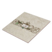  Robins Egg Blue Birds Scroll Monogram Tegeltje (Zijkant)