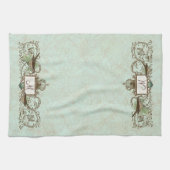 Robins Egg Blue Birds Scroll Monogram Theedoek (Horizontaal)