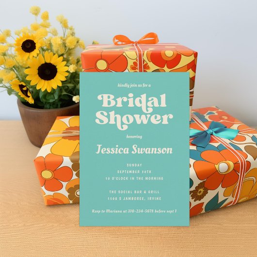 Robins Egg Blue Cream Retro Vrijgezellenfeest Kaart