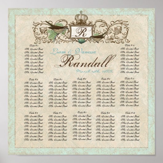  Robins Egg Blue Crown Swirl Flourish Poster (Voorkant)