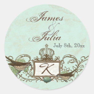 Robins Egg Blue Crown Swirl Flourish Ronde Sticker