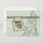  Robins Egg Blue Crown Swirl Flourish RSVP Kaartje (Achterkant)