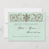 Robins Egg Blue Crown Swirl Flourish Save The Date (Voorkant)