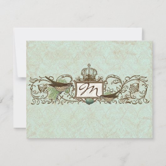 Robins Egg Blue Crown Swirl Flourish Save The Date (Achterkant)