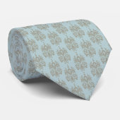 Robin's Egg Blue Damask Satijnen stropdas (Opgerold)