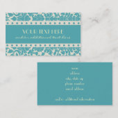 Robin's Egg Blue Damask Visitekaartje (Voorkant / Achterkant)