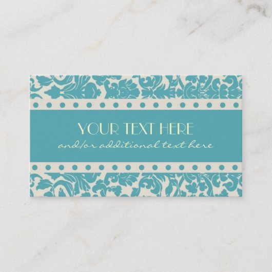 Robin's Egg Blue Damask Visitekaartje (Voorkant)