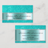 Robin's Egg Blue Diamond Metal Elegant Glitter Visitekaartje (Voorkant / Achterkant)